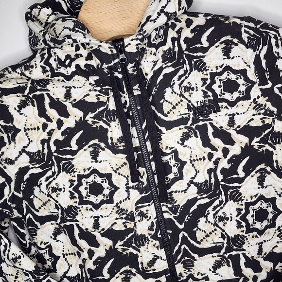 The North Face Full Zip Women's Hooded Sweater Jacket‎ Size L Black White Tan - Picture 1 of 9